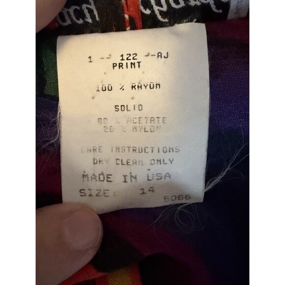 Vintage Womens ART TO WEAR Jacket Tropical Vibrant Statement Maximalist Size 14 - Picture 5 of 10